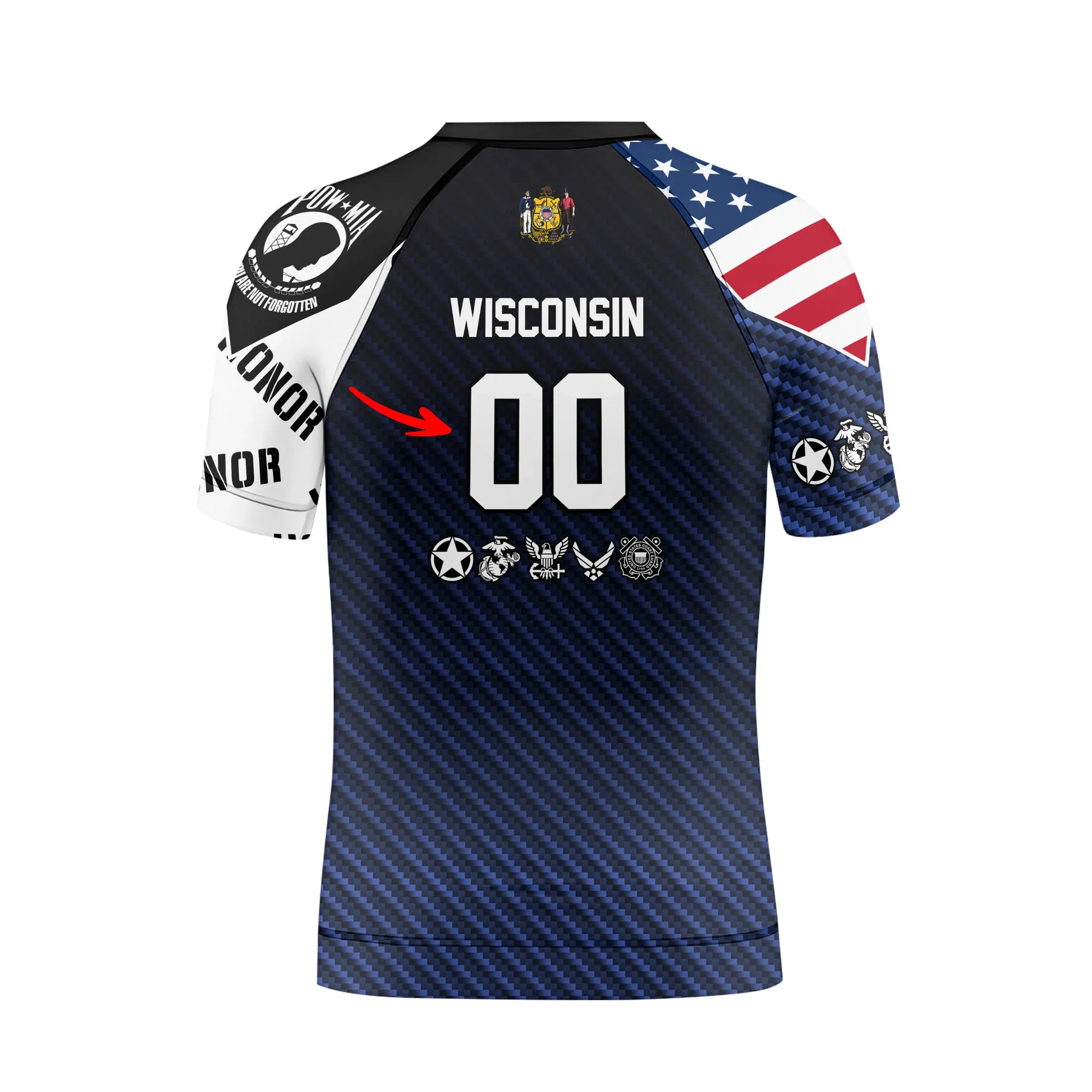 Personalized Veteran Military Honor Kids Rash Guard