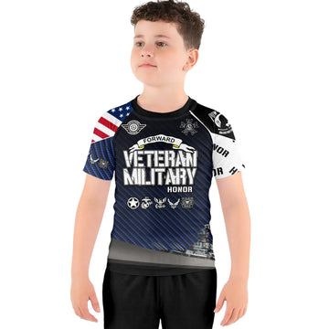Personalized Veteran Military Honor Kids Rash Guard