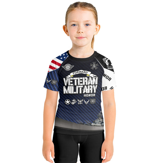 Personalized Veteran Military Honor Kids Rash Guard