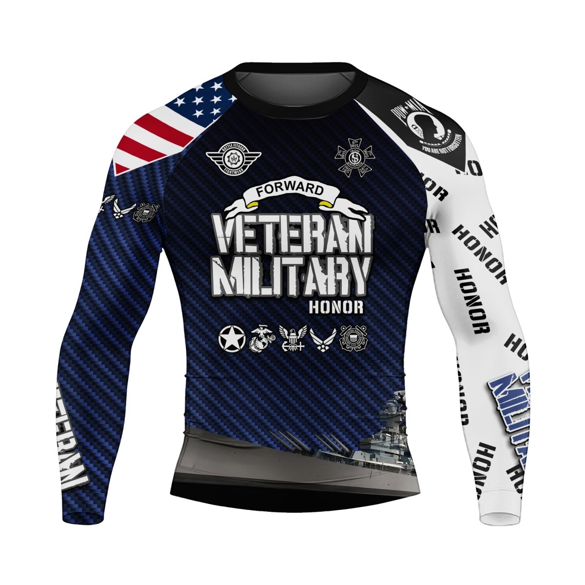 Personalized Veteran Military Honor Men's Long Sleeve Rash Guard - BattleFitGear