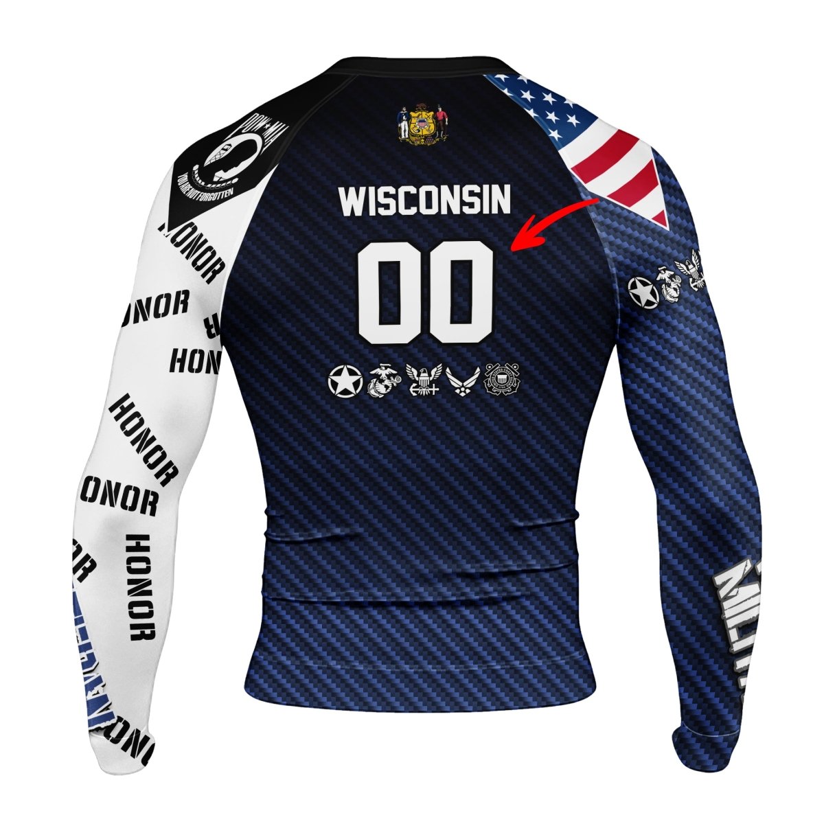 Personalized Veteran Military Honor Men's Long Sleeve Rash Guard - BattleFitGear