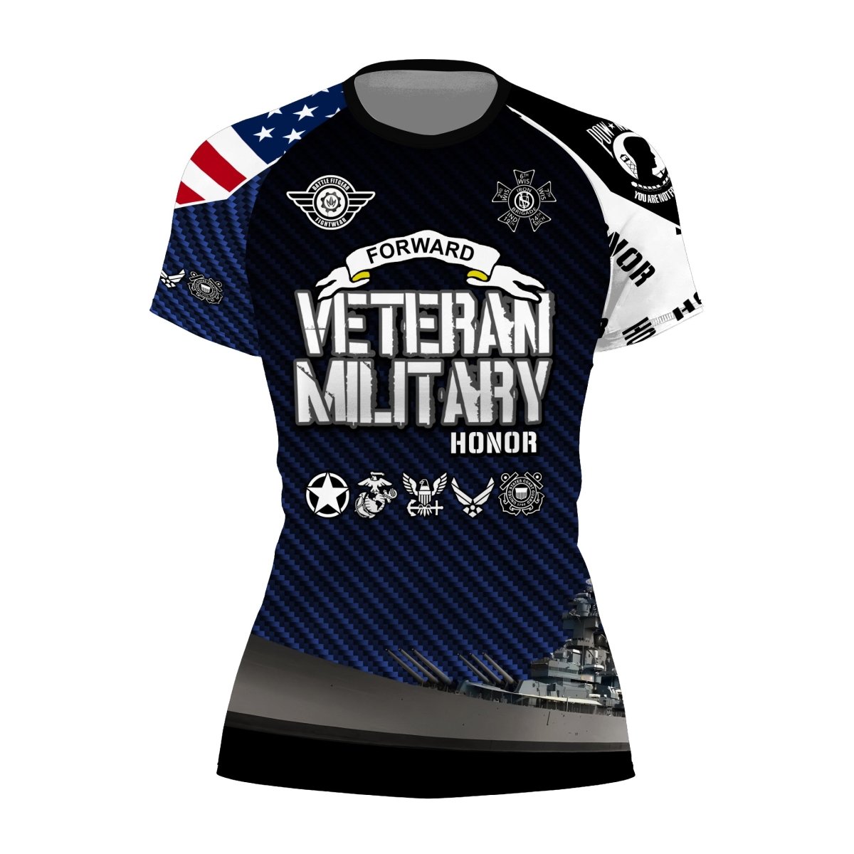 Personalized Veteran Military Honor Women's Short Sleeve Rash Guard - BattleFitGear