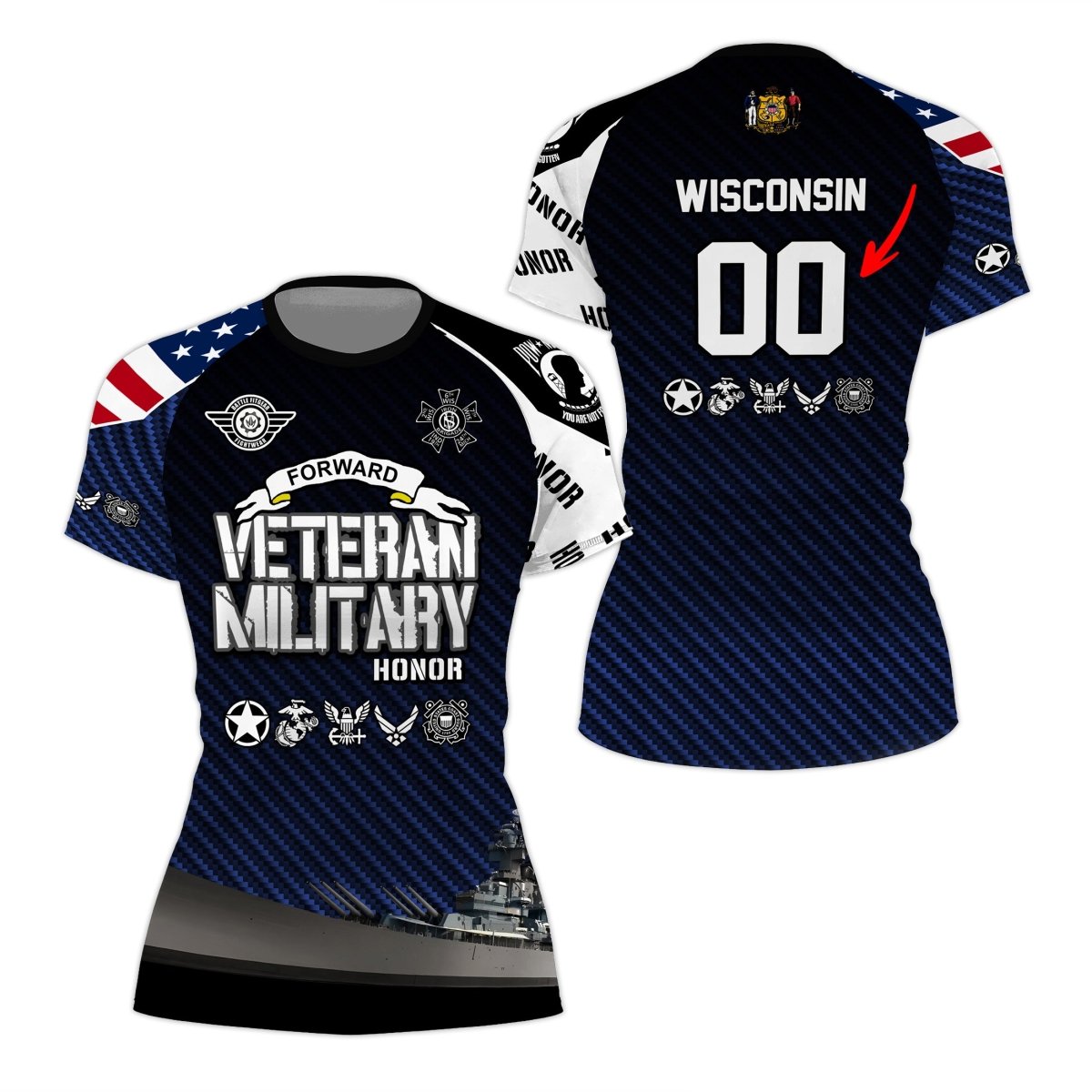 Personalized Veteran Military Honor Women's Short Sleeve Rash Guard - BattleFitGear