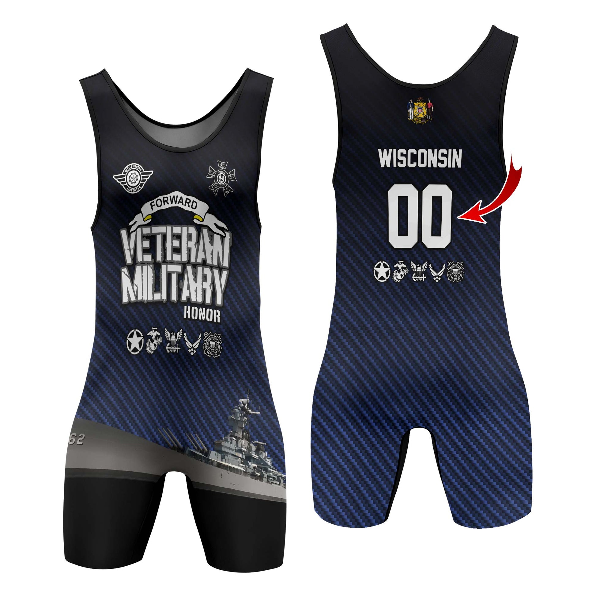 Personalized Veteran Military Honor Wrestling Singlets