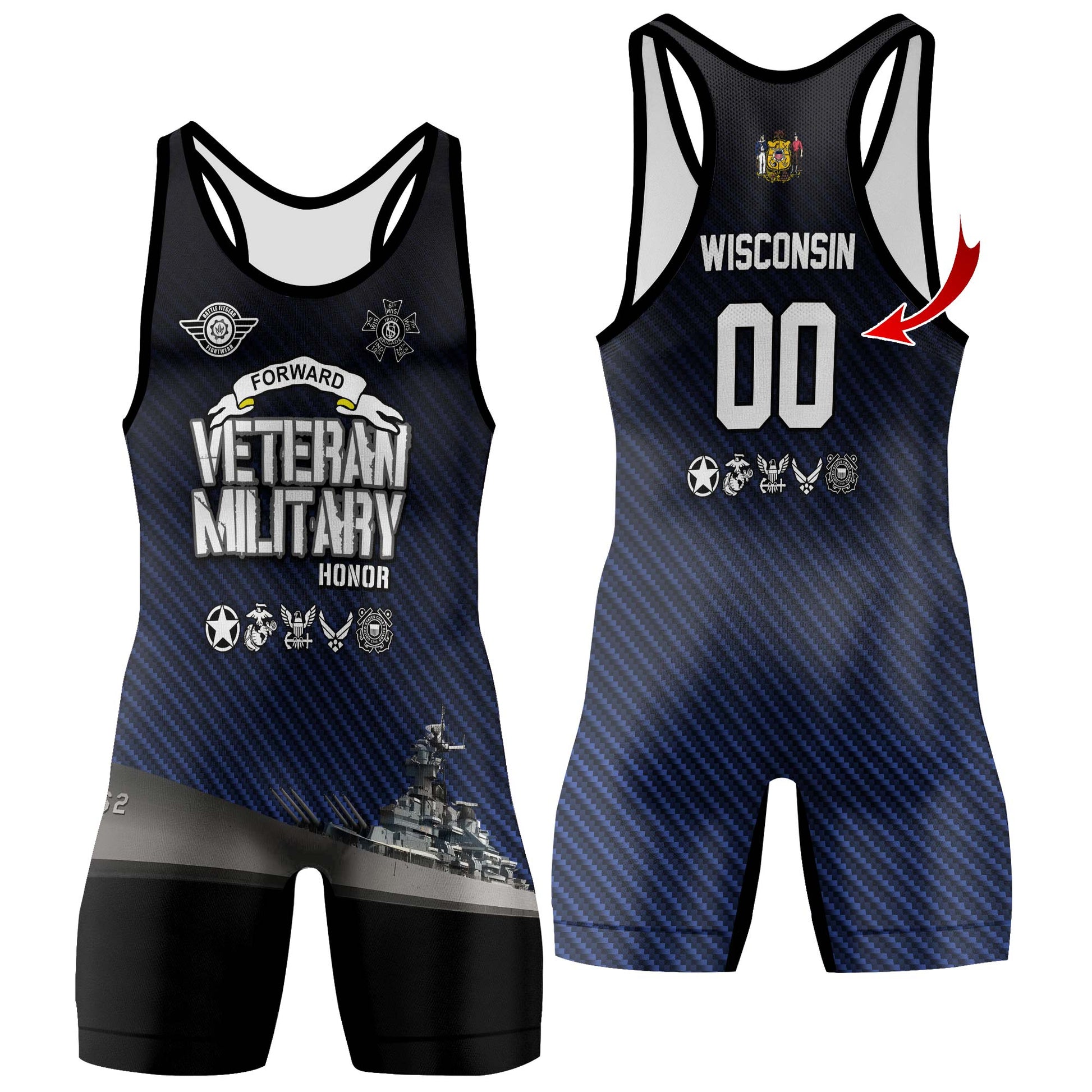 Personalized Veteran Military Honor Wrestling Singlets