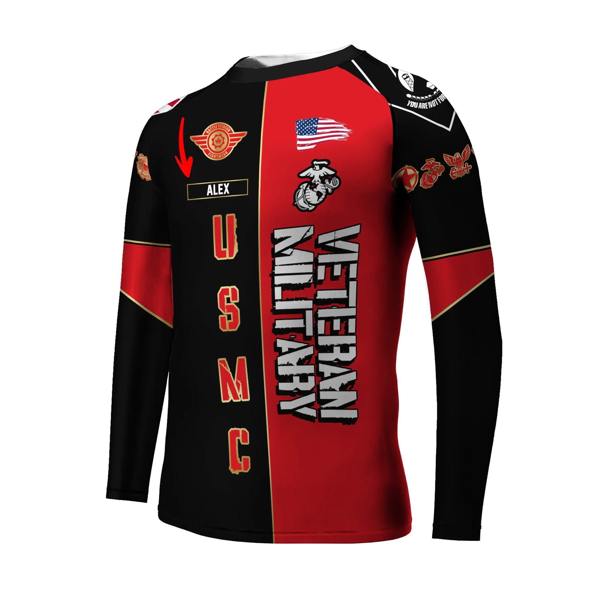 Personalized Veteran Military USMC Kids Rash Guard