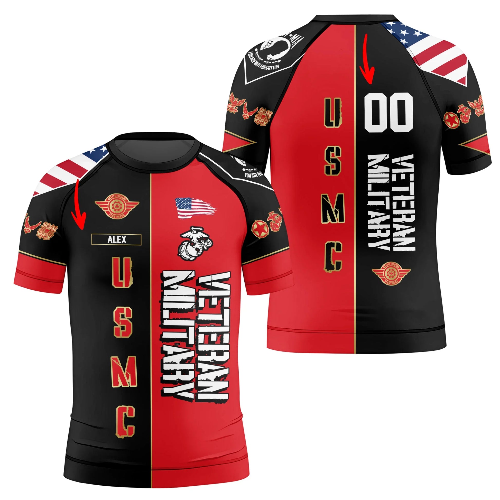 Personalized Veteran Military USMC Kids Rash Guard