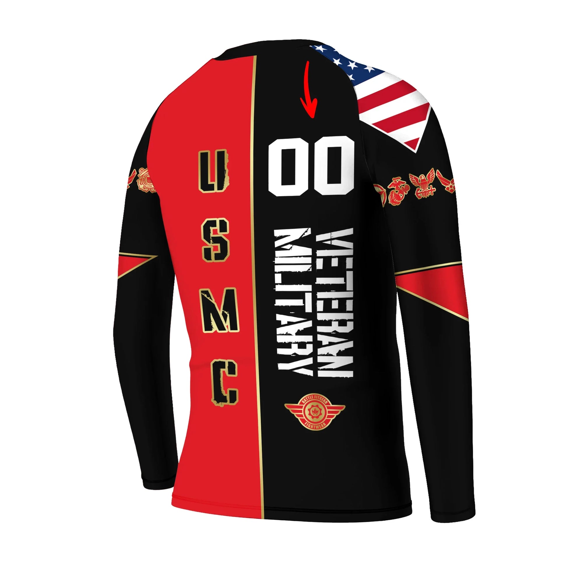 Personalized Veteran Military USMC Kids Rash Guard