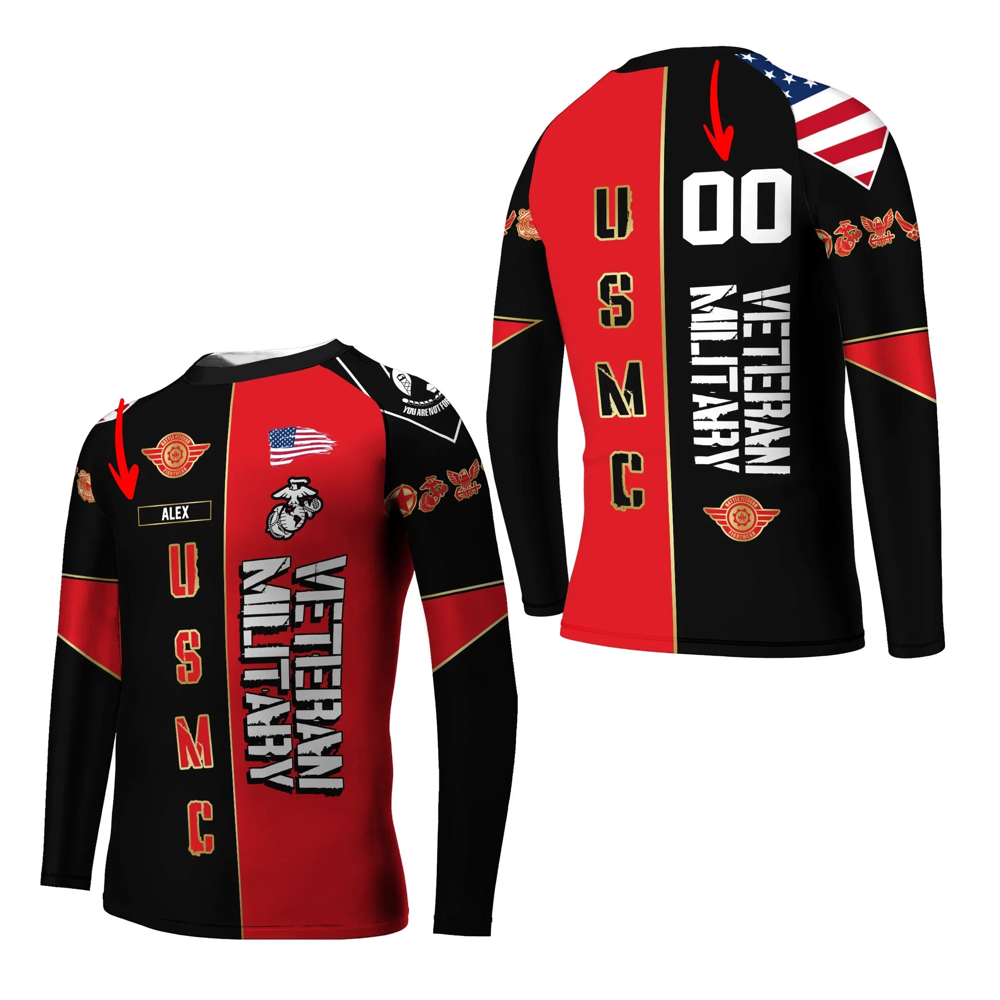 Personalized Veteran Military USMC Kids Rash Guard