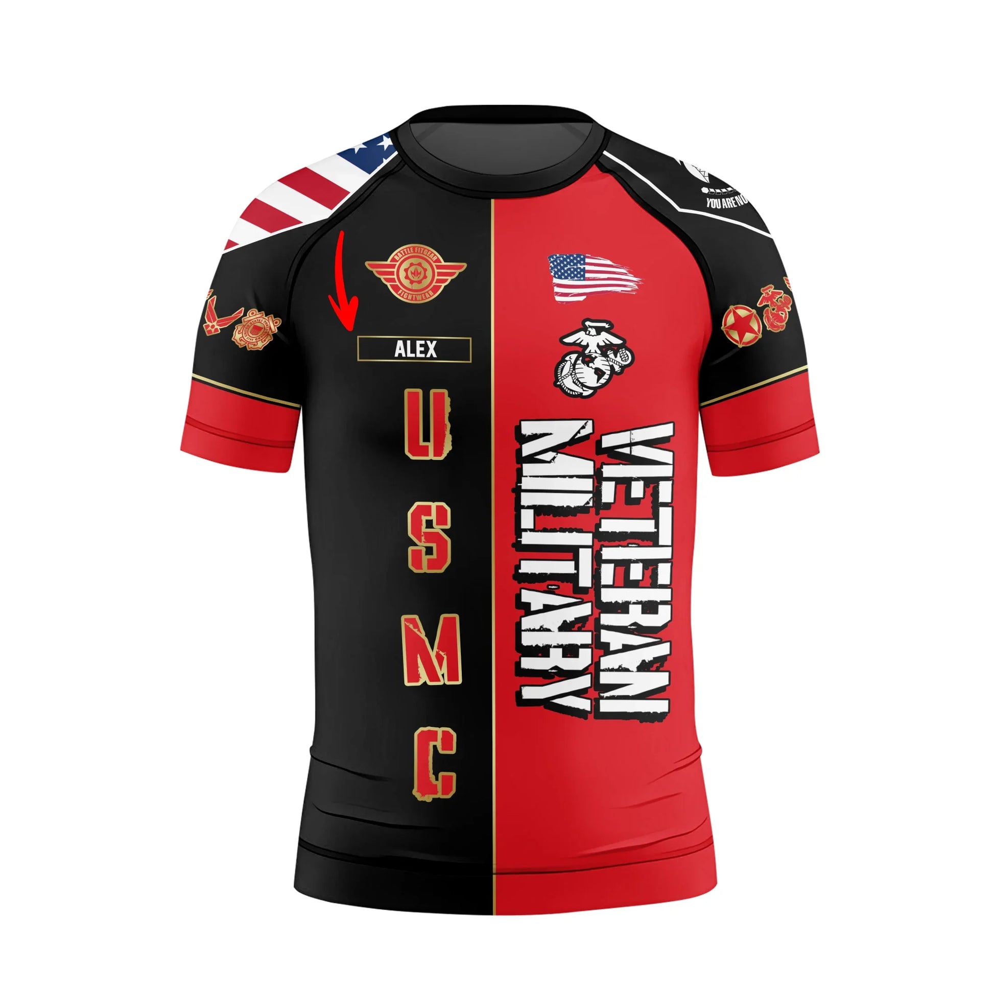 Personalized Veteran Military USMC Kids Rash Guard