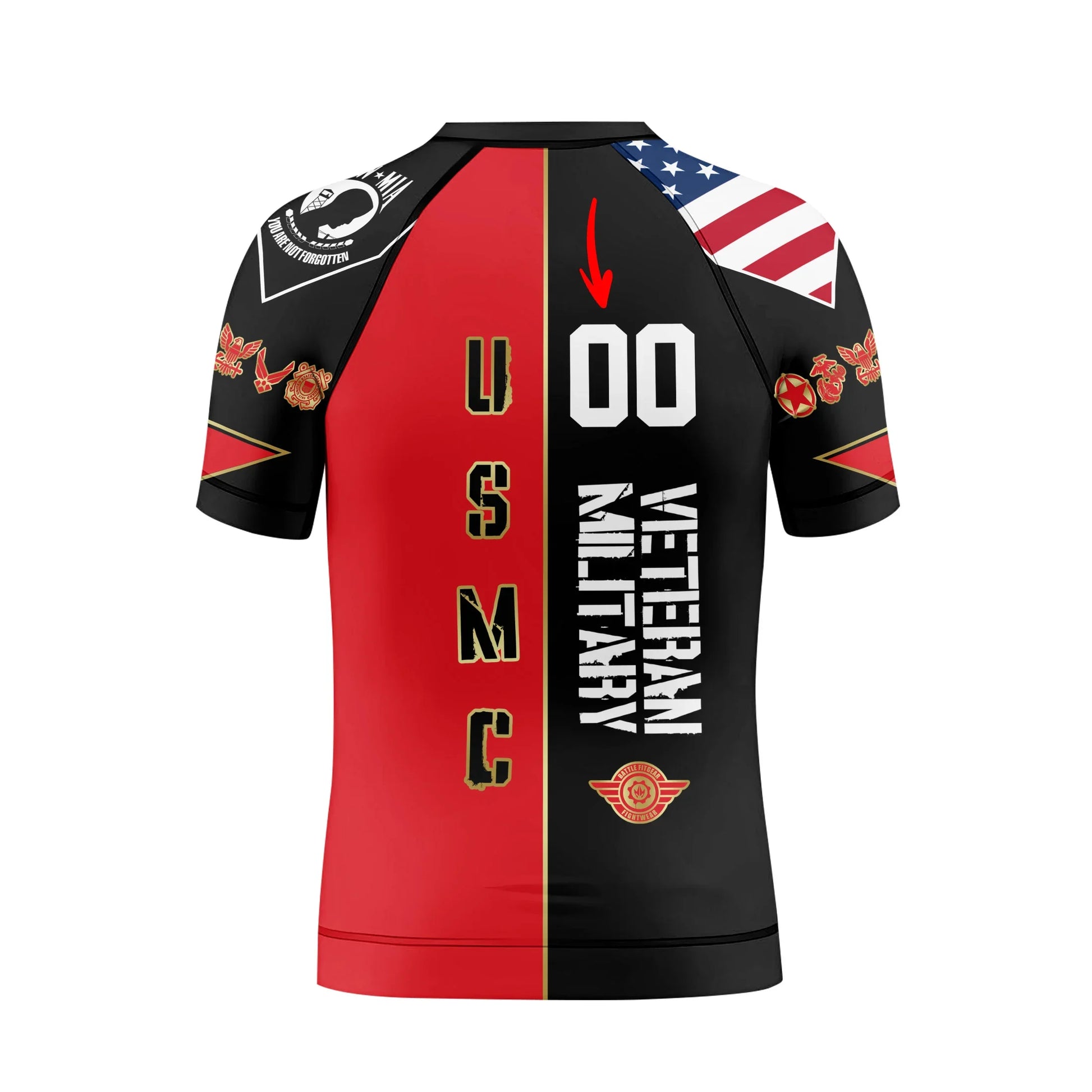 Personalized Veteran Military USMC Kids Rash Guard