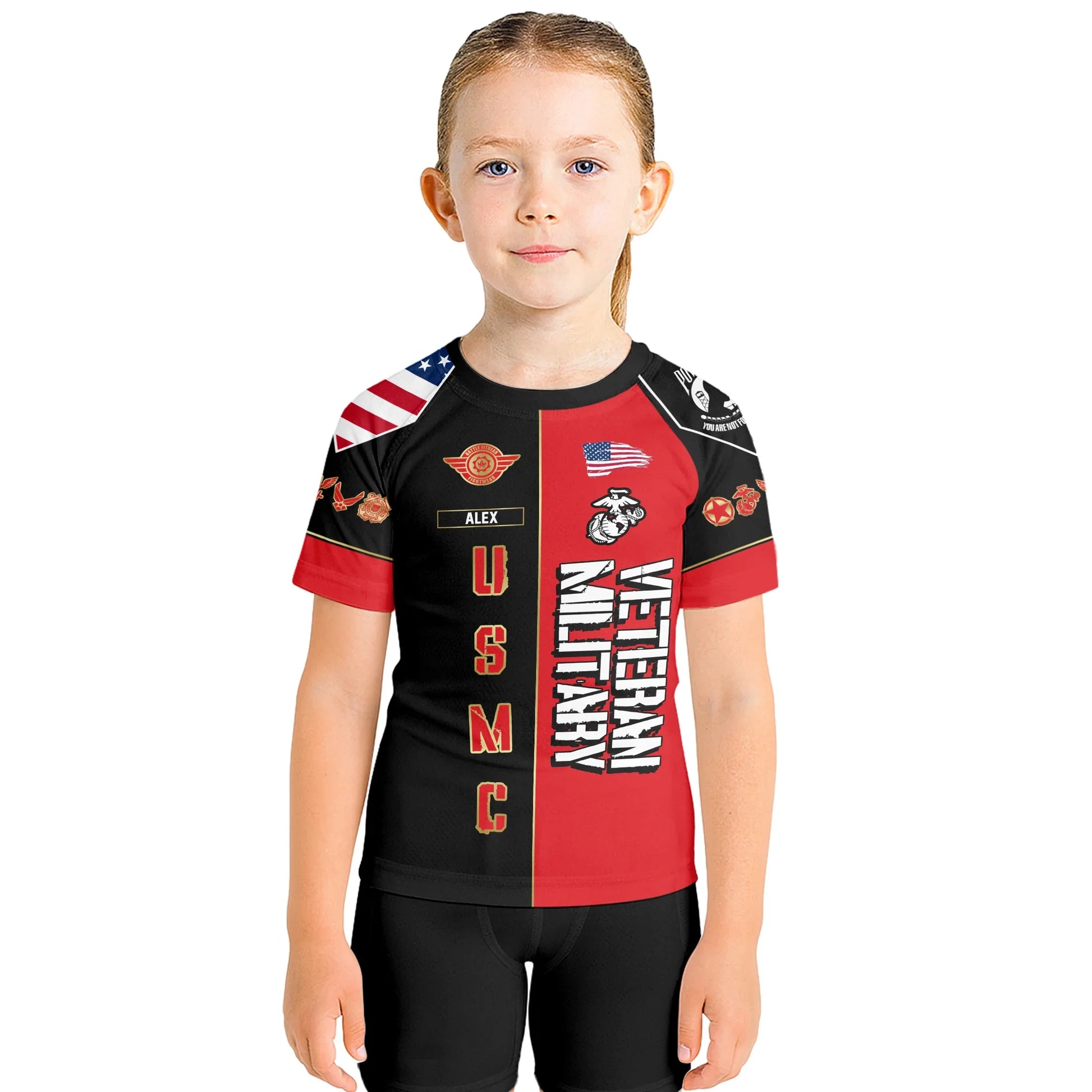 Personalized Veteran Military USMC Kids Rash Guard