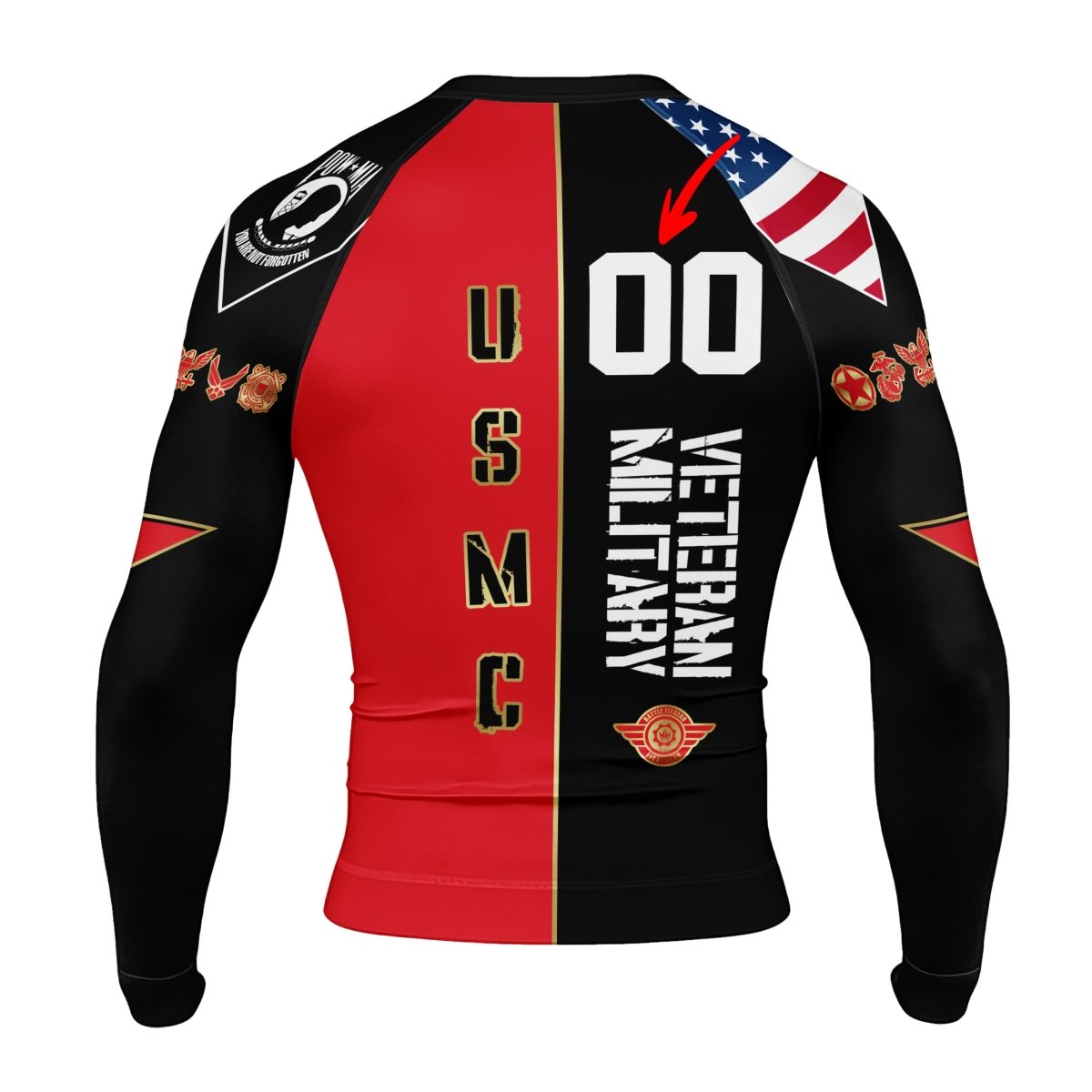 Personalized Veteran Military USMC Men's Long Sleeve Rash Guard - BattleFitGear