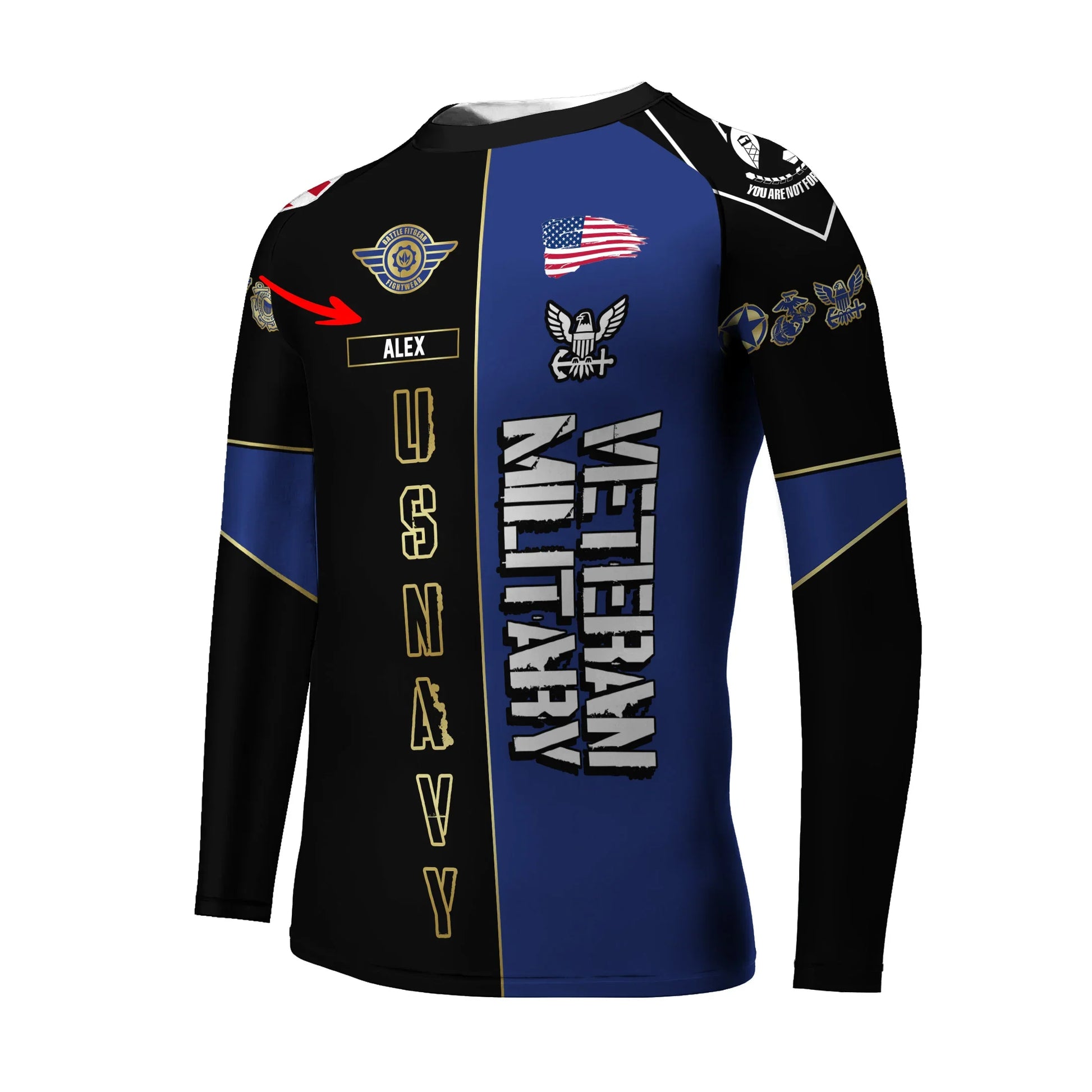 Personalized Veteran Military USNAVY Kids Rash Guard