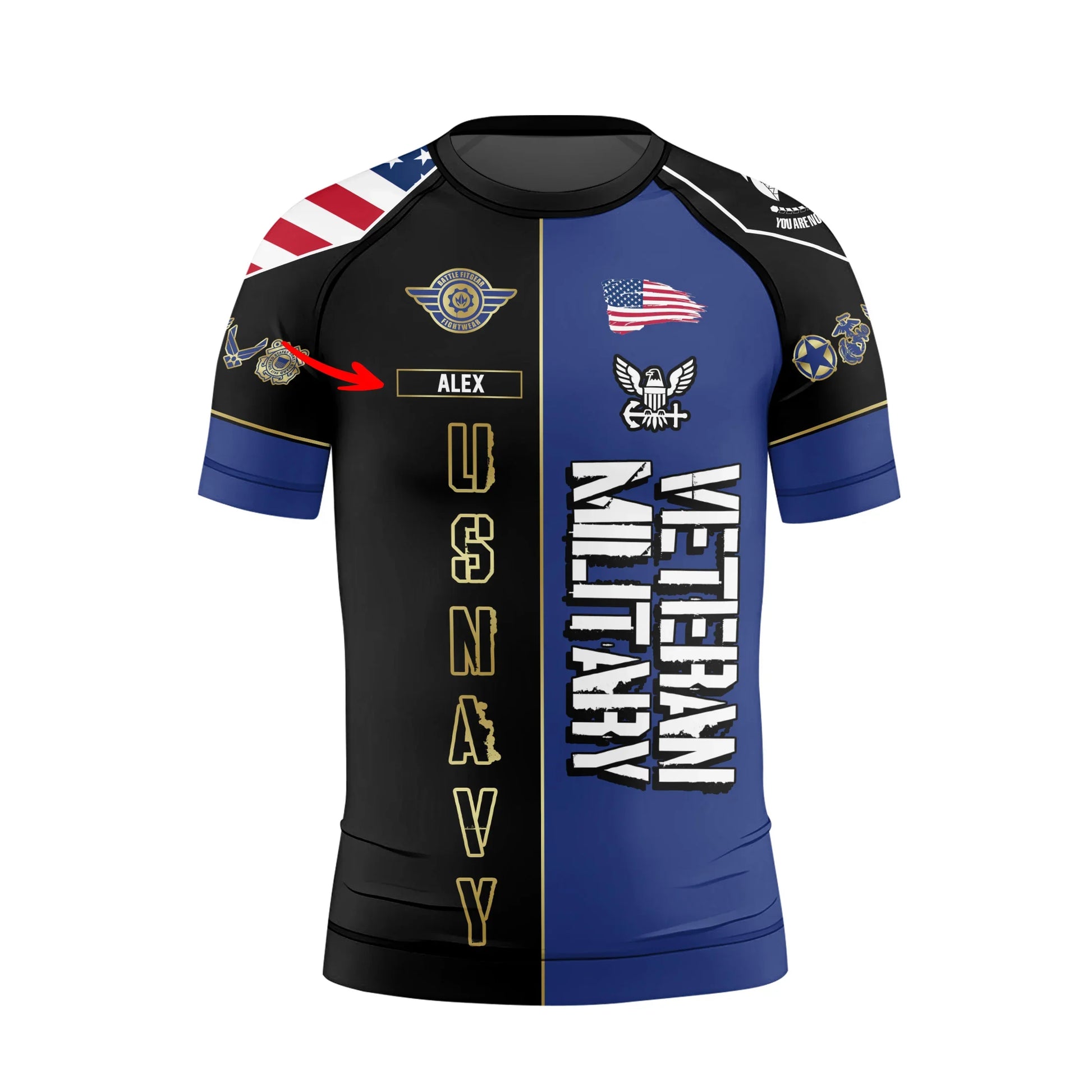 Personalized Veteran Military USNAVY Kids Rash Guard
