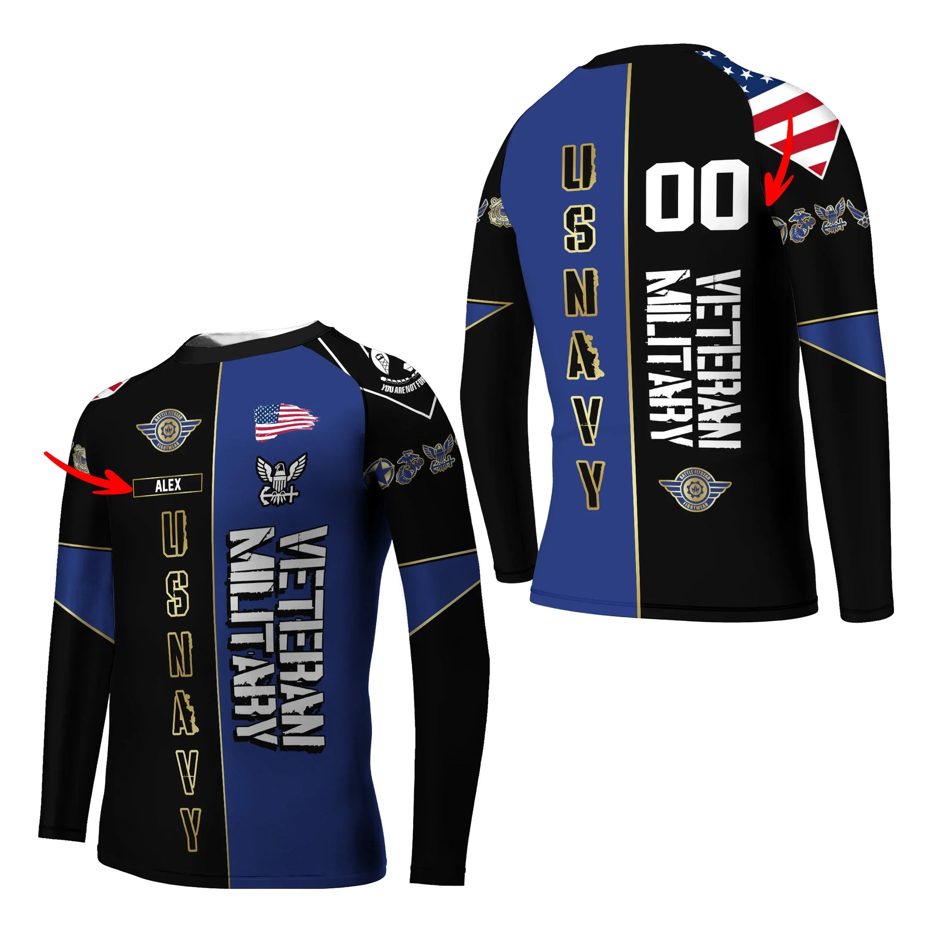 Personalized Veteran Military USNAVY Kids Rash Guard