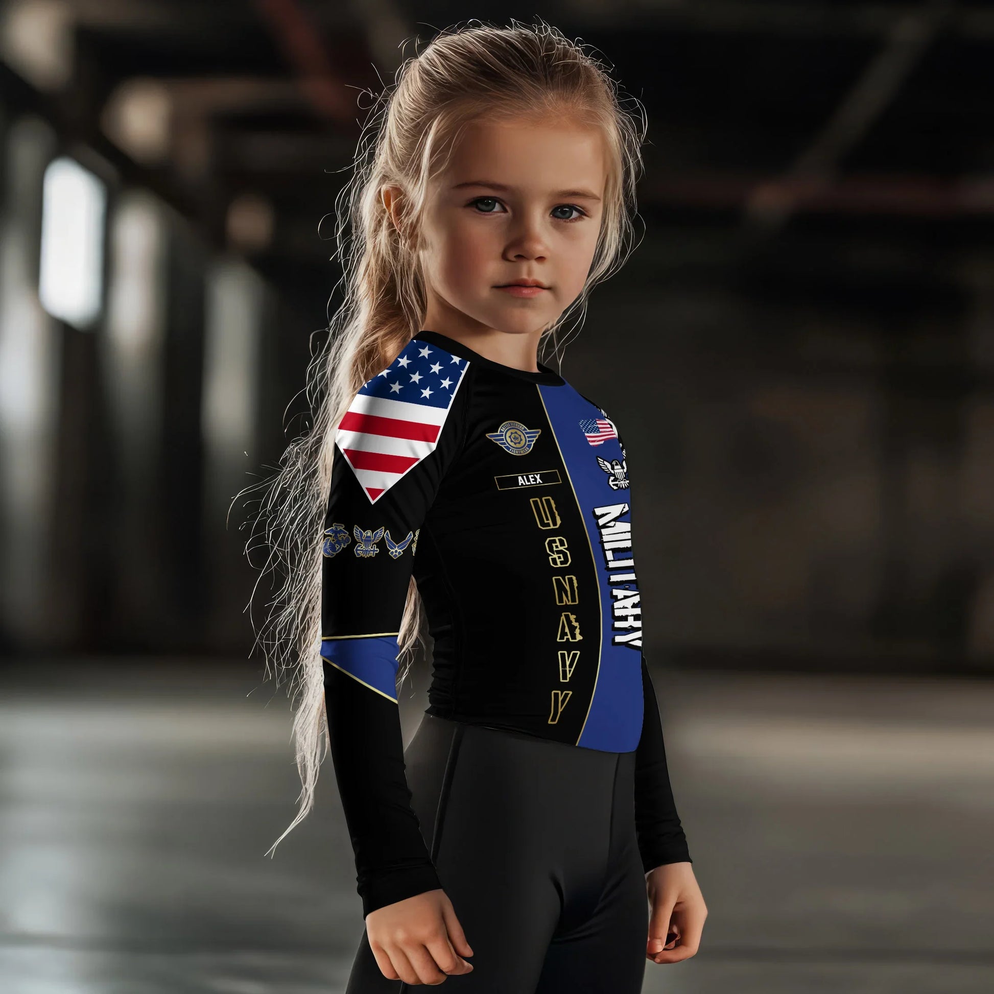 Personalized Veteran Military USNAVY Kids Rash Guard