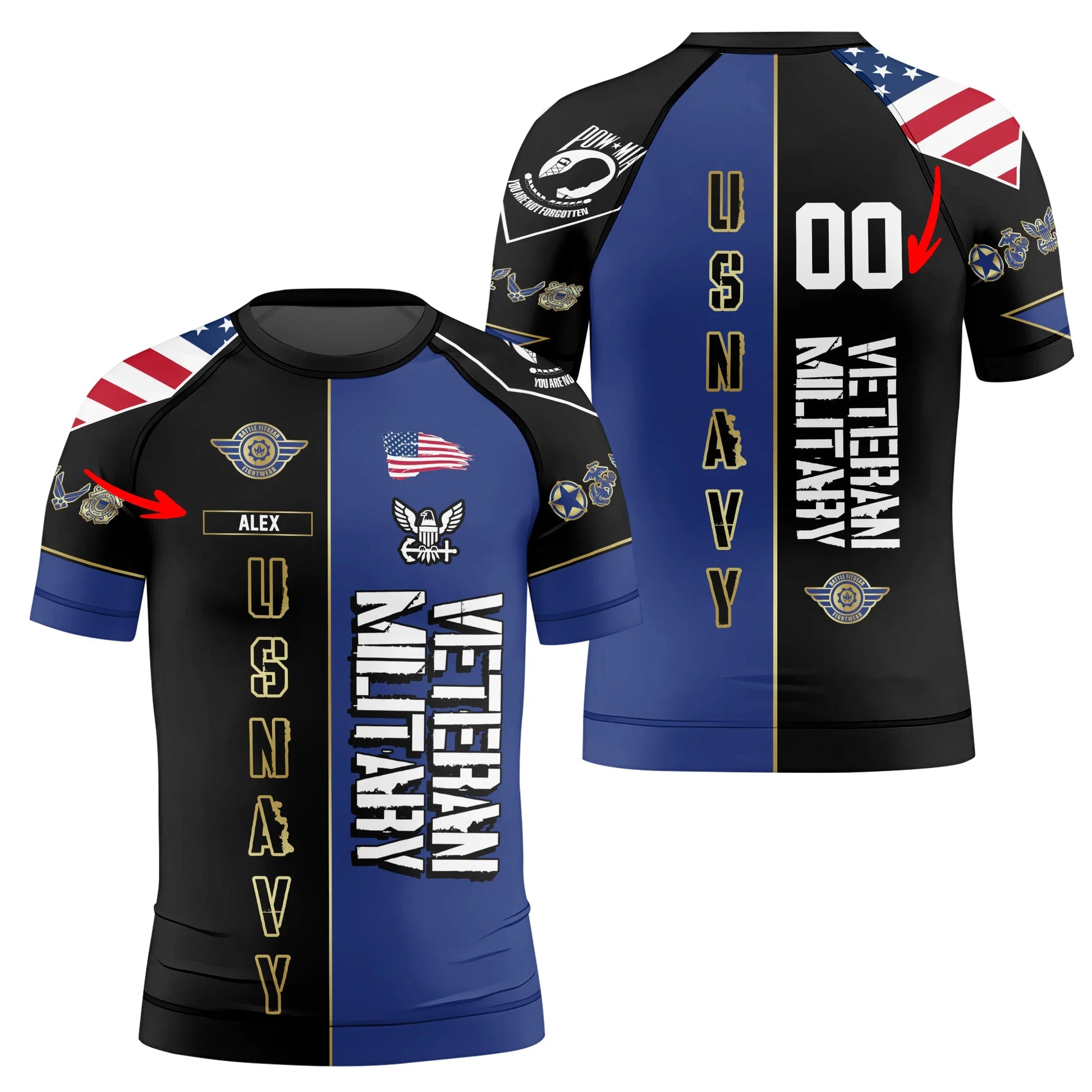 Personalized Veteran Military USNAVY Kids Rash Guard