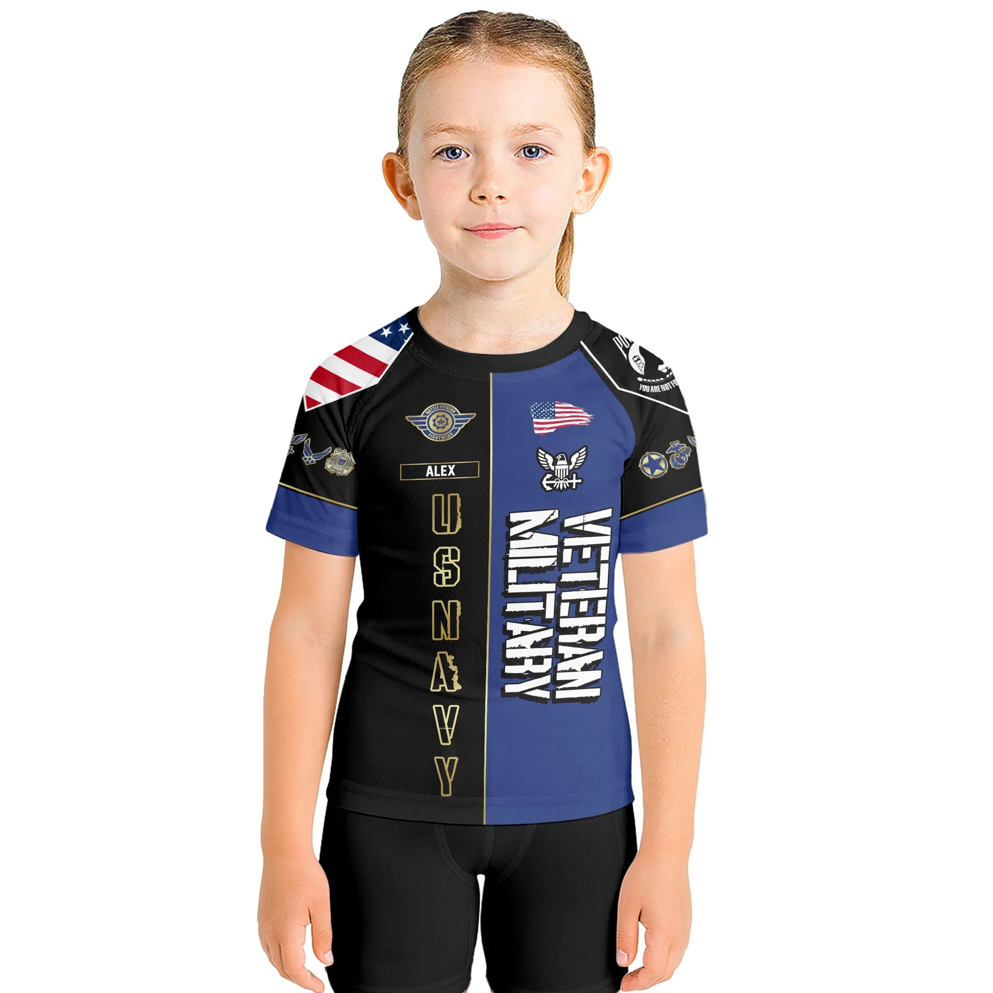 Personalized Veteran Military USNAVY Kids Rash Guard
