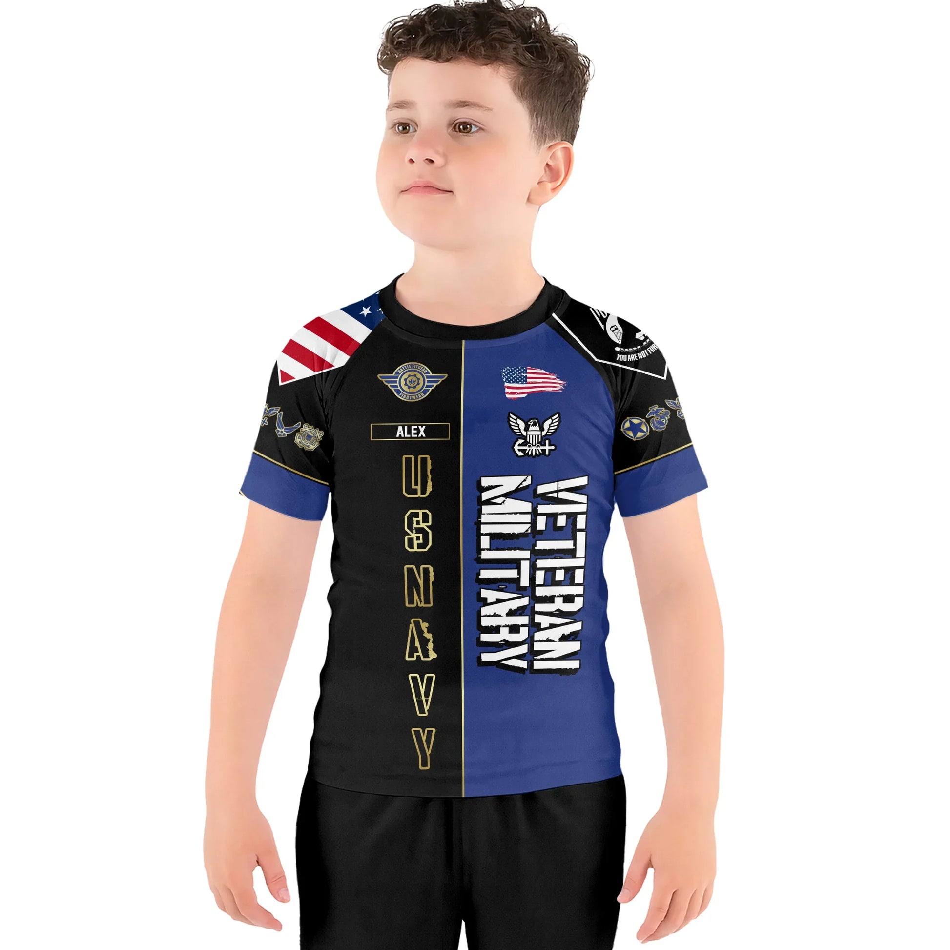 Personalized Veteran Military USNAVY Kids Rash Guard