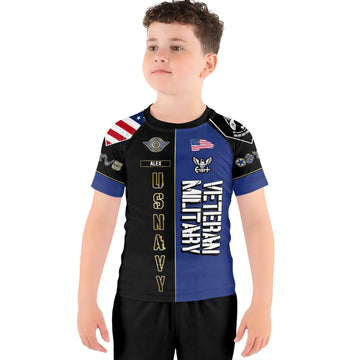 Personalized Veteran Military USNAVY Kids Rash Guard