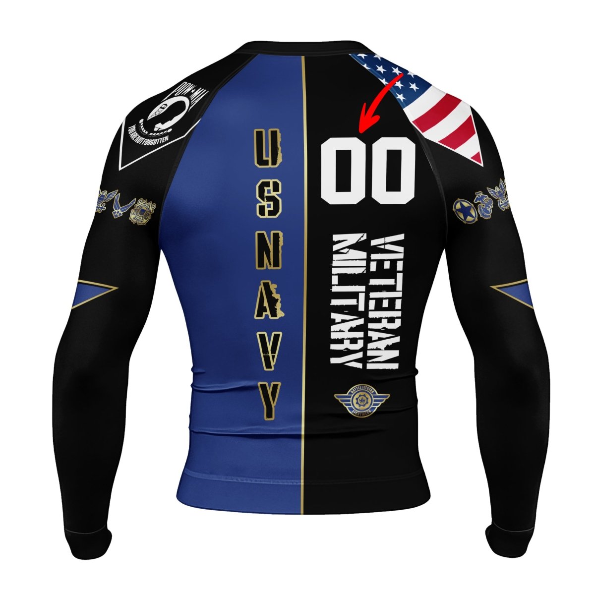 Personalized Veteran Military USNAVY Men's Long Sleeve Rash Guard - BattleFitGear