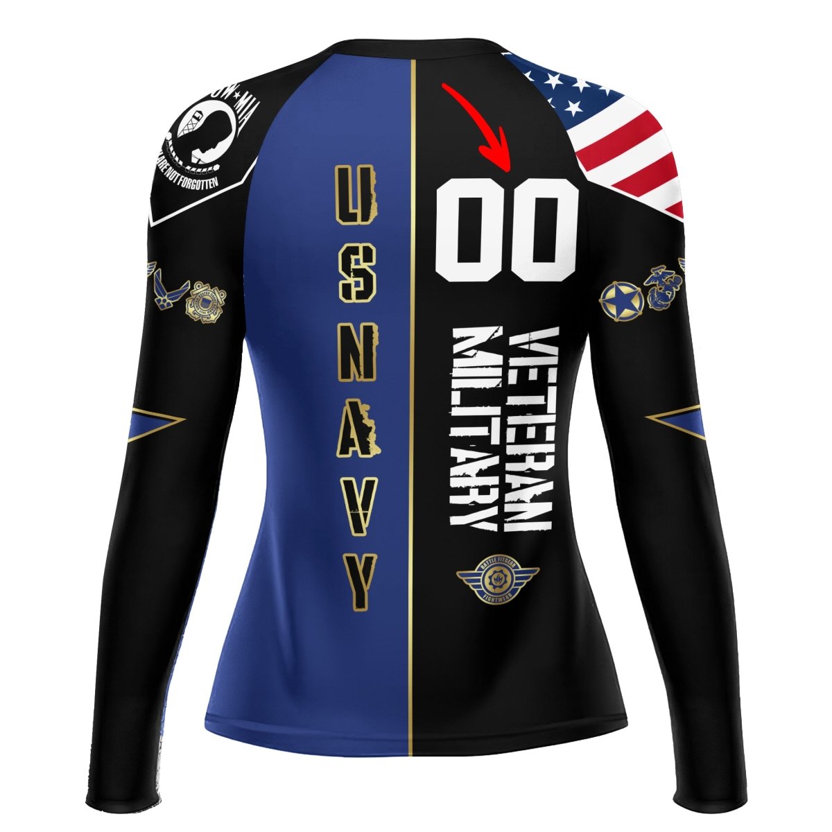 Personalized Veteran Military USNAVY Women's Long Sleeve Rash Guard - BattleFitGear