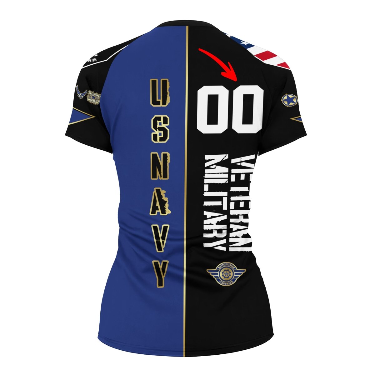 Personalized Veteran Military USNAVY Women's Short Sleeve Rash Guard - BattleFitGear