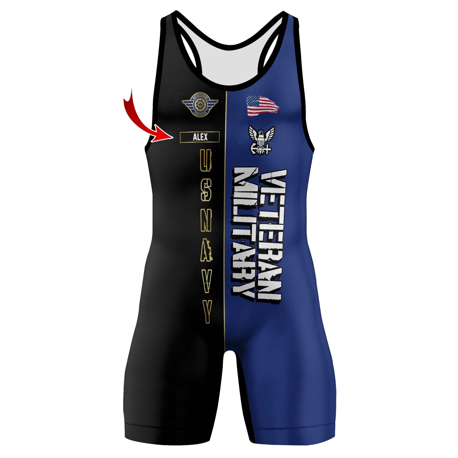 Personalized Veteran Military USNAVY Wrestling Singlets