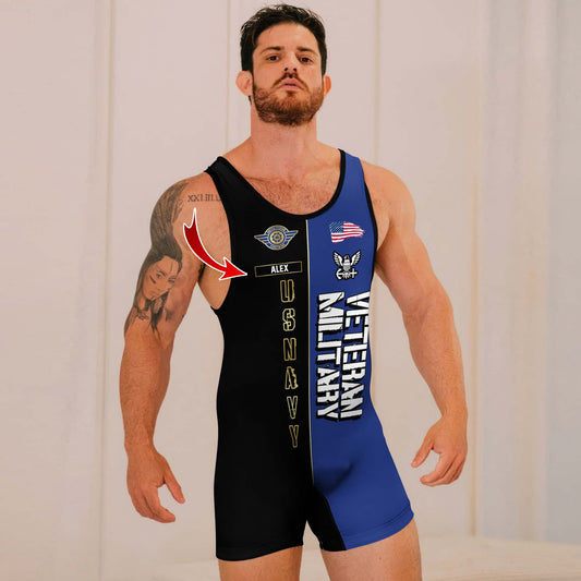 Personalized Veteran Military USNAVY Wrestling Singlets