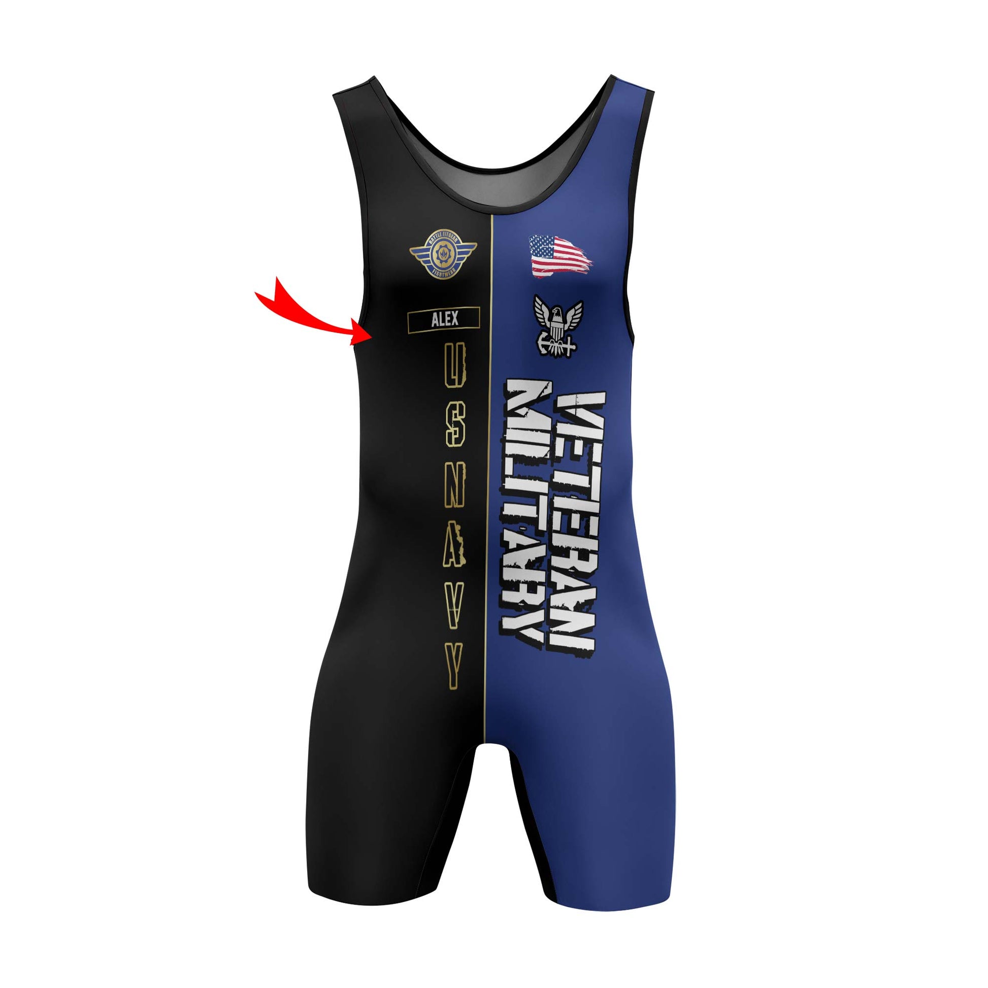 Personalized Veteran Military USNAVY Wrestling Singlets