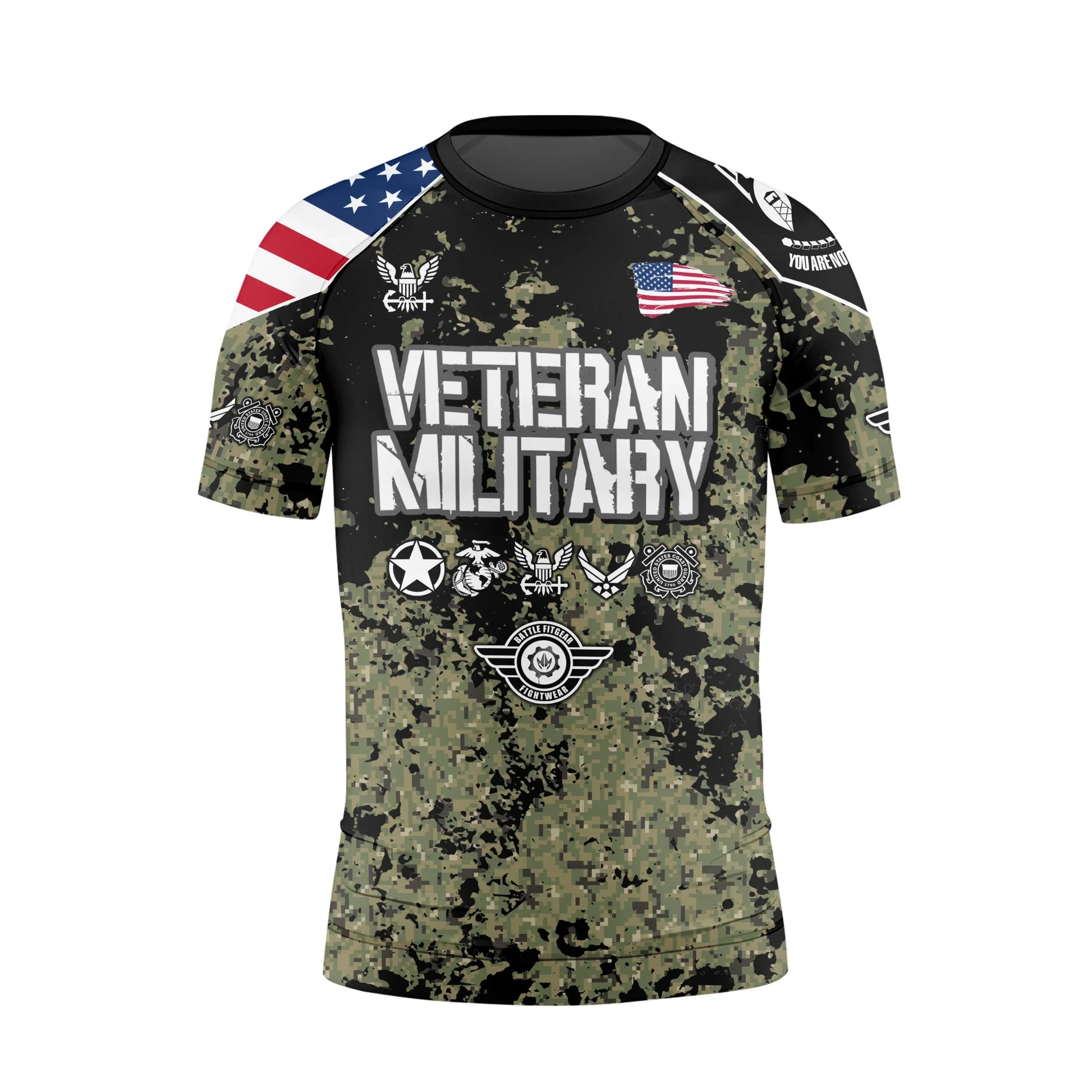 Personalized Veteran Navy Camouflage Kids Rash Guard