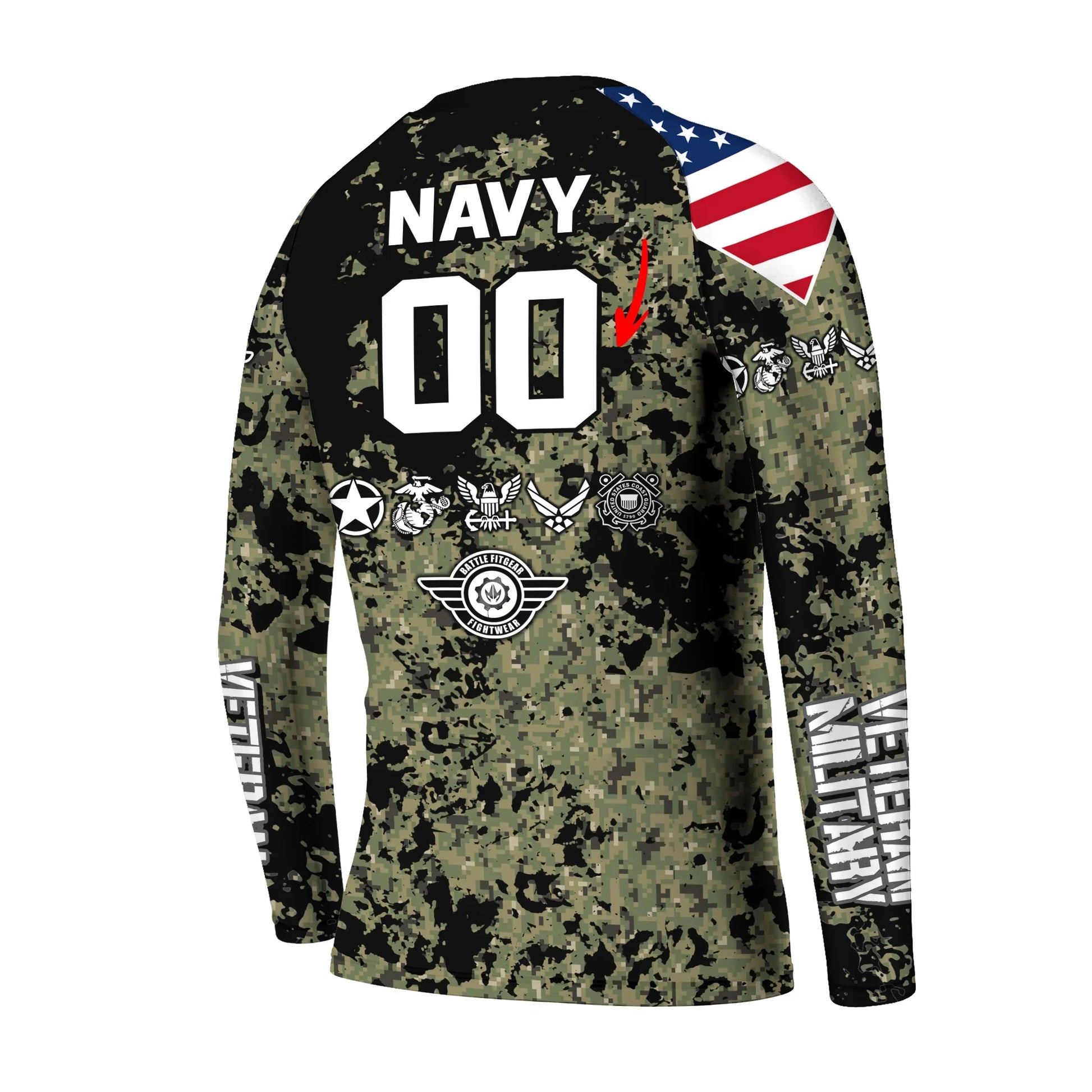 Personalized Veteran Navy Camouflage Kids Rash Guard