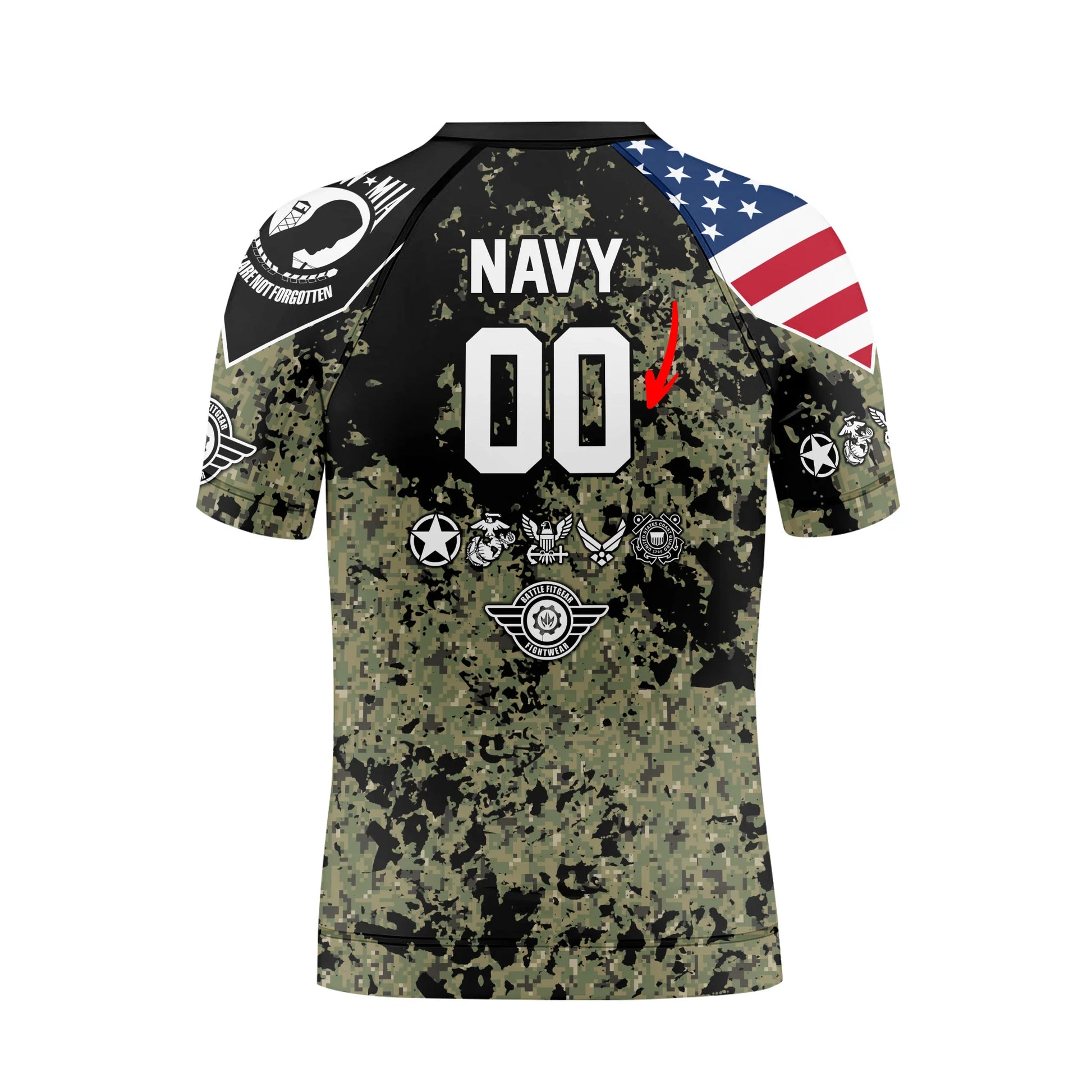 Personalized Veteran Navy Camouflage Kids Rash Guard