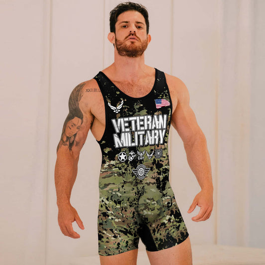 Personalized Veteran Navy Camouflage Wrestling Singlets