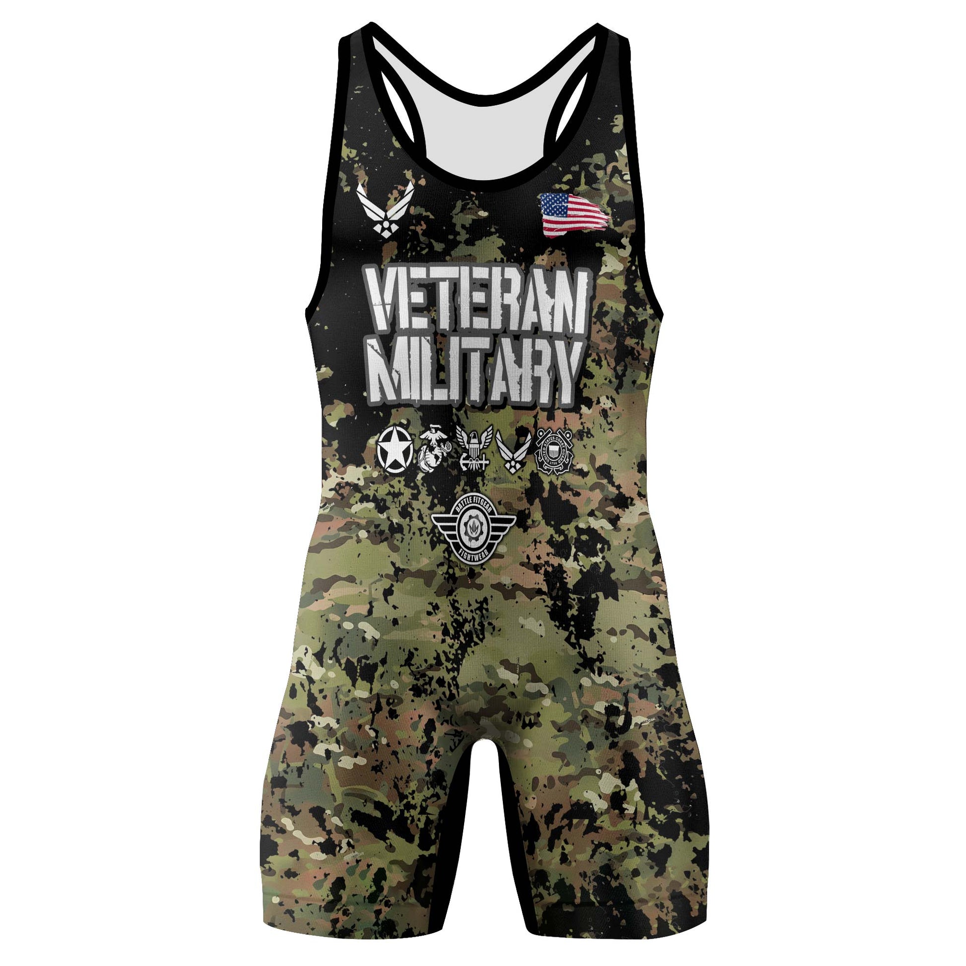 Personalized Veteran Navy Camouflage Wrestling Singlets