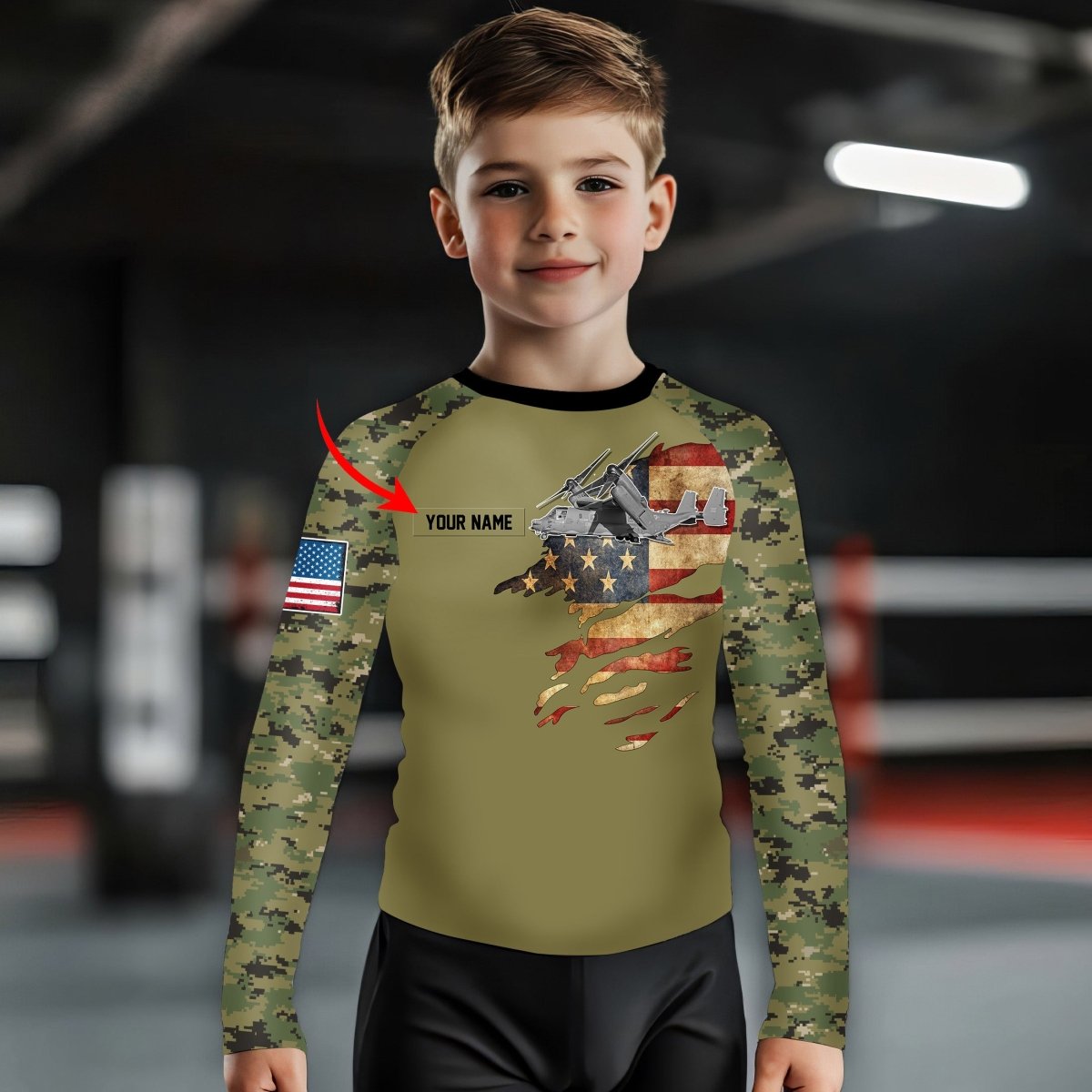 Personalized Veteran Osprey Kids Rash Guard - BattleFitGear