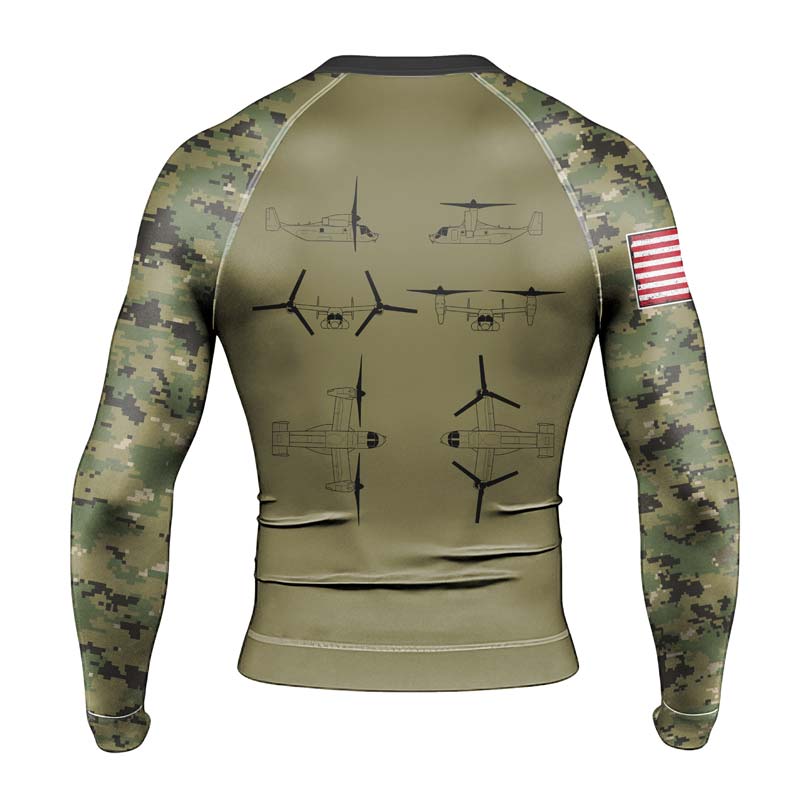 Personalized Veteran Osprey Men's Long Sleeve Rash Guard - BattleFitGear