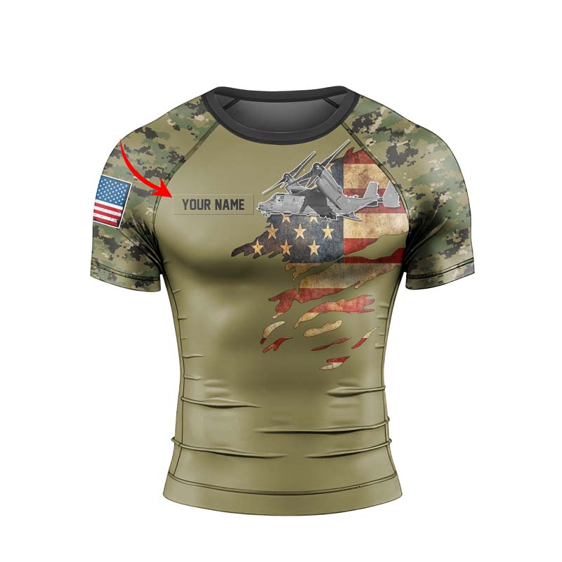 Personalized Veteran Osprey Men's Short Sleeve Rash Guard - BattleFitGear