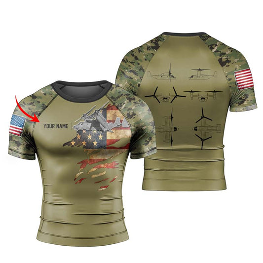 Personalized Veteran Osprey Men's Short Sleeve Rash Guard - BattleFitGear