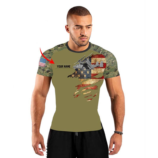 Personalized Veteran Osprey Men's Short Sleeve Rash Guard - BattleFitGear