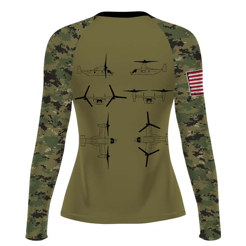 Personalized Veteran Osprey Women's Long Sleeve Rash Guard - BattleFitGear