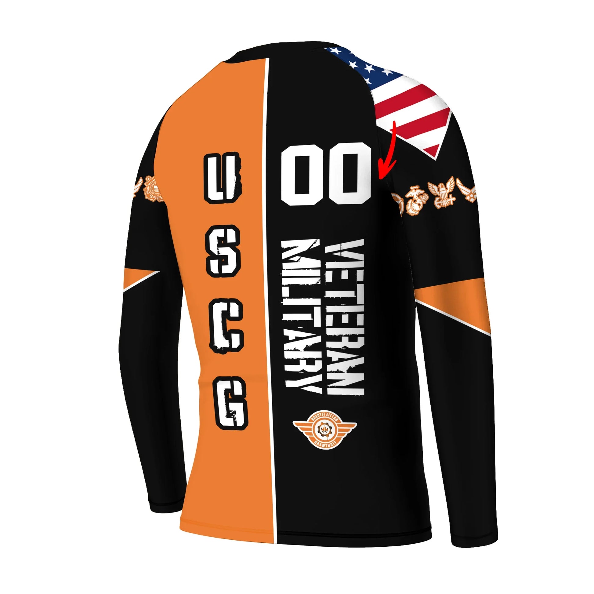 Personalized Veteran USCG Football Kids Rash Guard