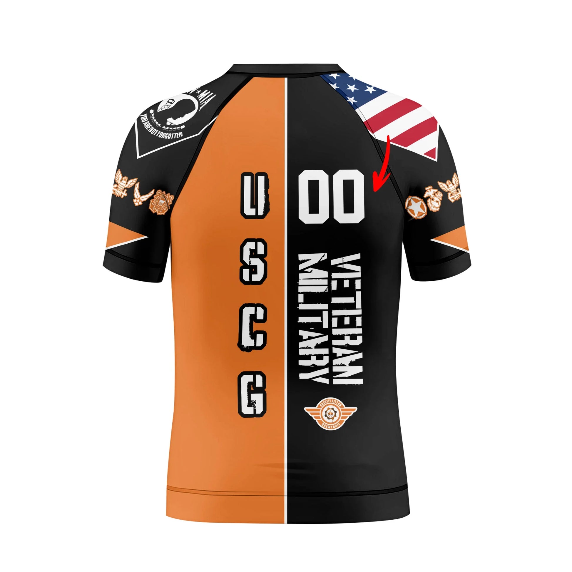 Personalized Veteran USCG Football Kids Rash Guard