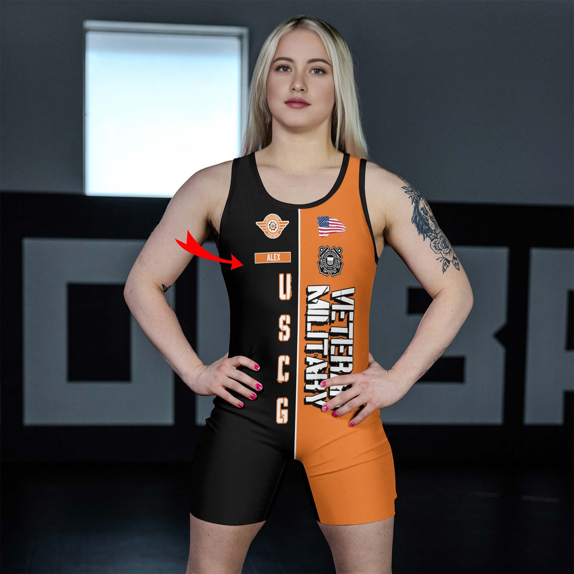 Personalized Veteran USCG Football Wrestling Singlets