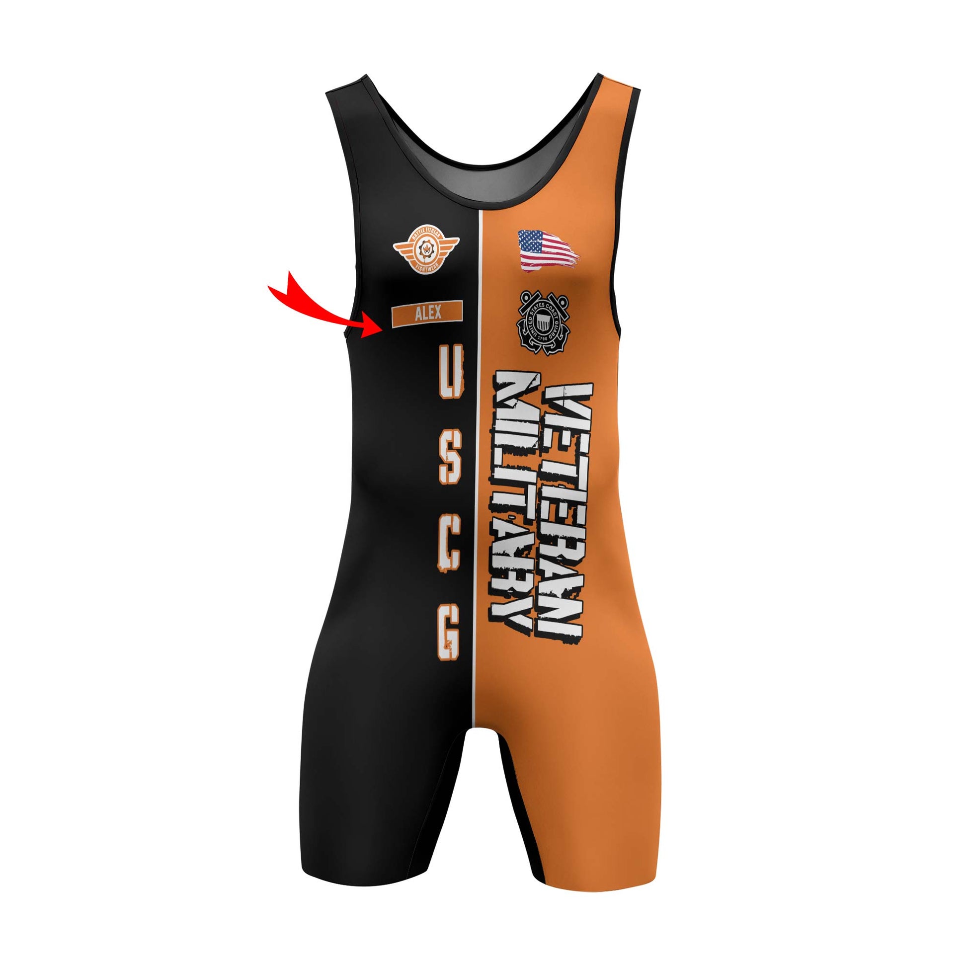Personalized Veteran USCG Football Wrestling Singlets
