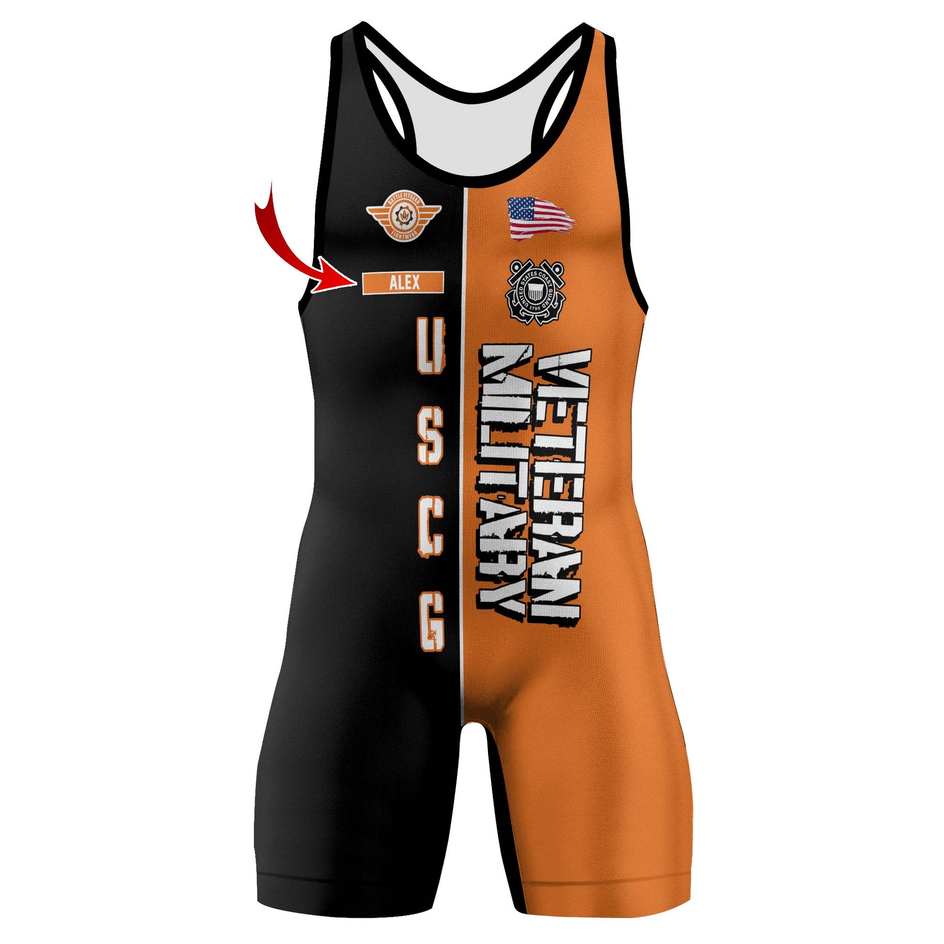 Personalized Veteran USCG Football Wrestling Singlets