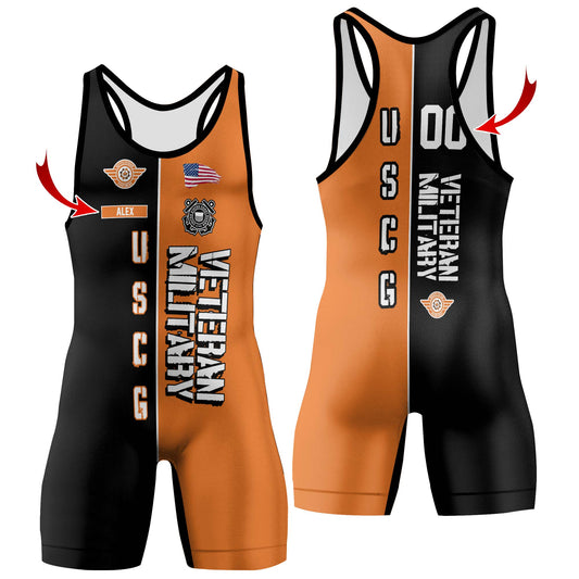 Personalized Veteran USCG Football Wrestling Singlets