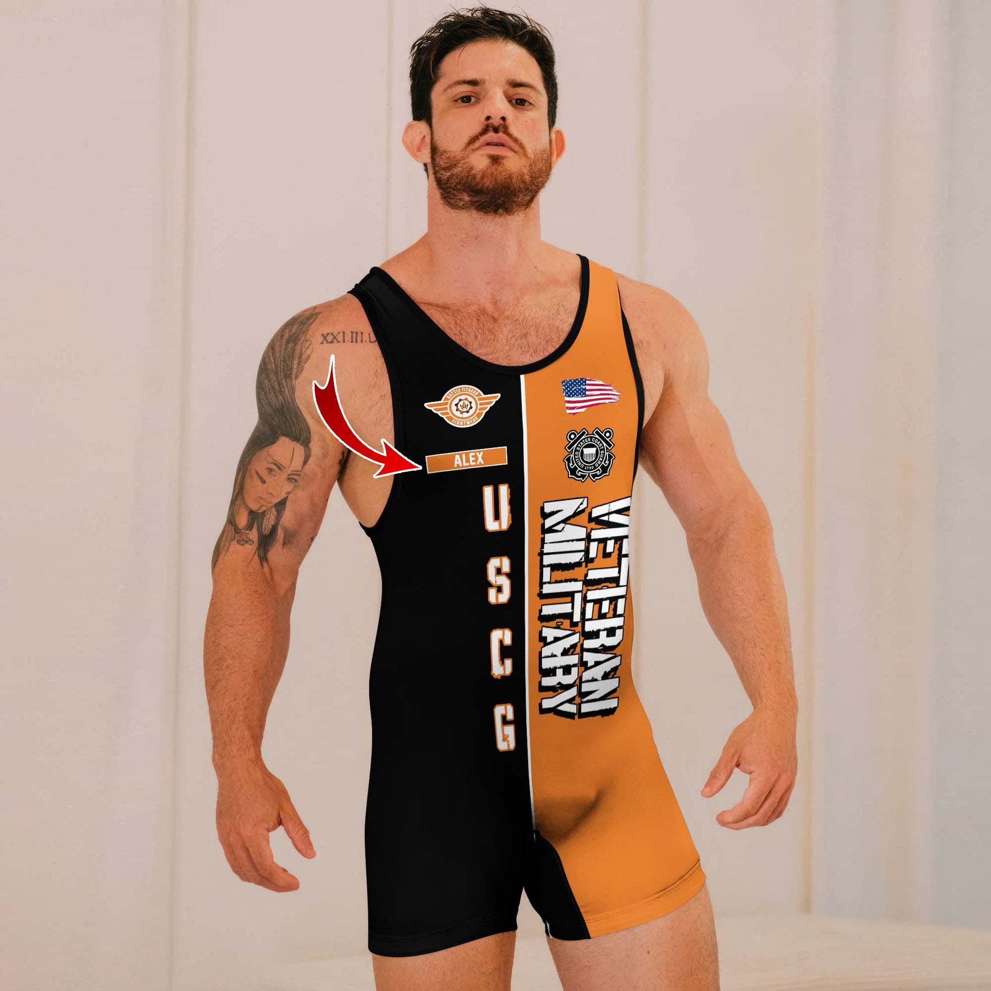 Personalized Veteran USCG Football Wrestling Singlets