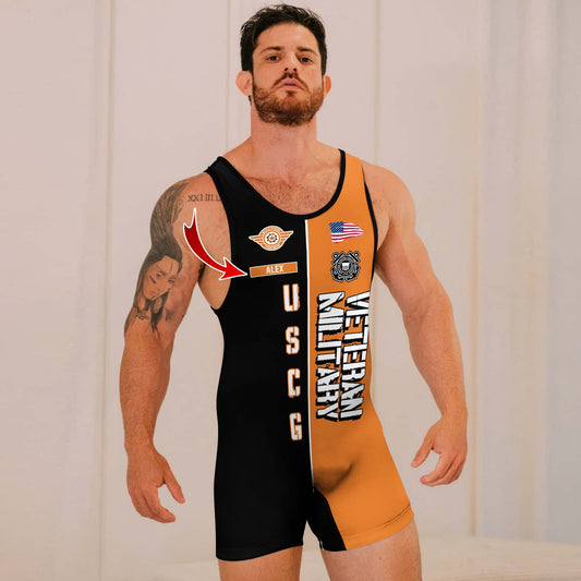 Personalized Veteran USCG Football Wrestling Singlets